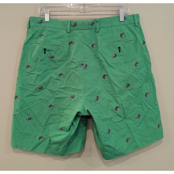 Lilly Pulitzer Green Cotton Everglades Shorts With Embroidered Lizards Size 34 - Picture 3 of 7